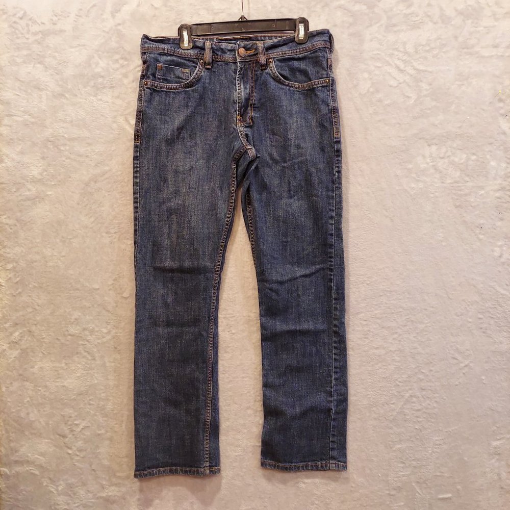 EDDIE BAUER Womens Vashon Fit Jeans Size 12 Dark Wash Denim Straight Leg Mid Ris